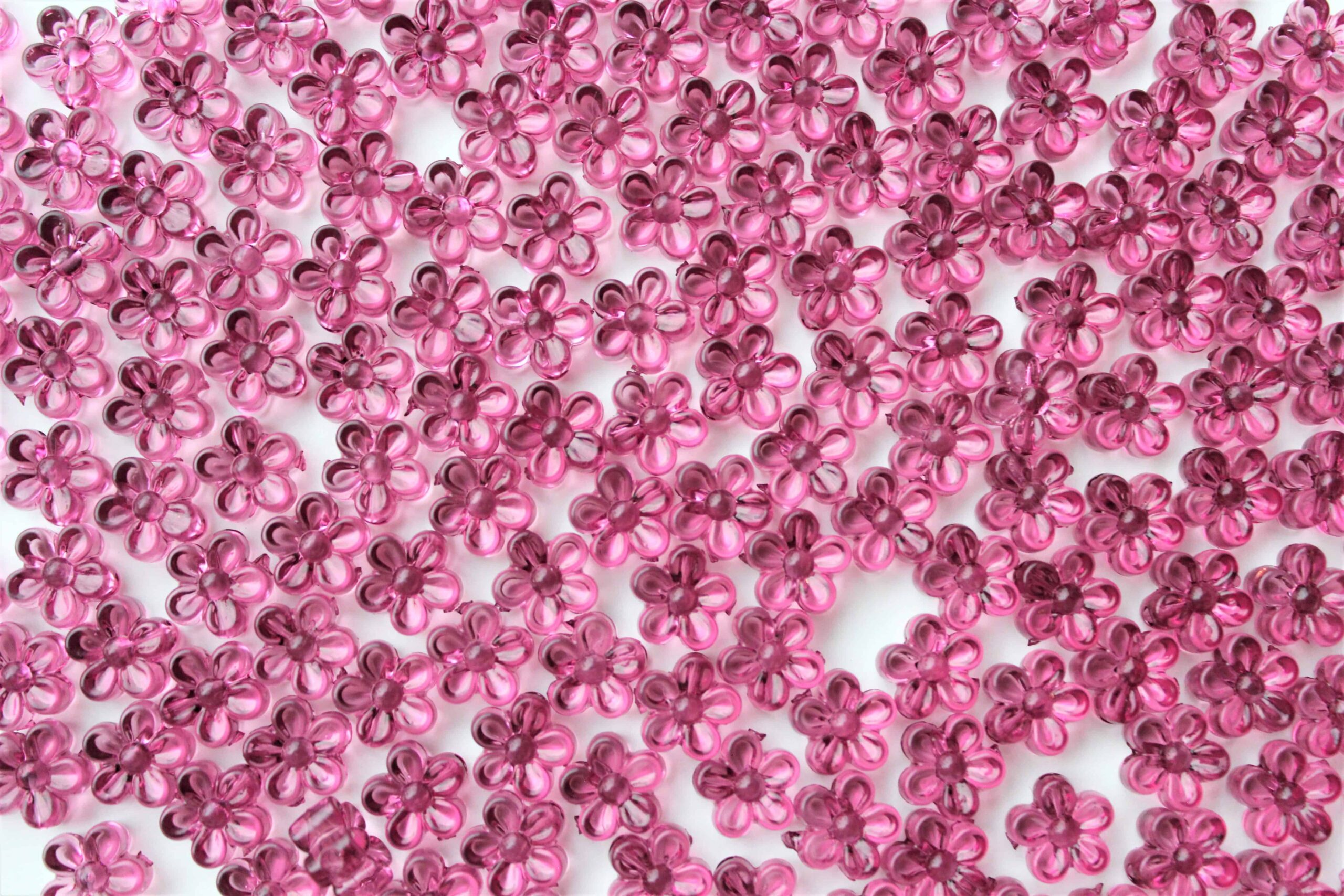Akrylperler, blomster, mørk rosa. - Bilde 5