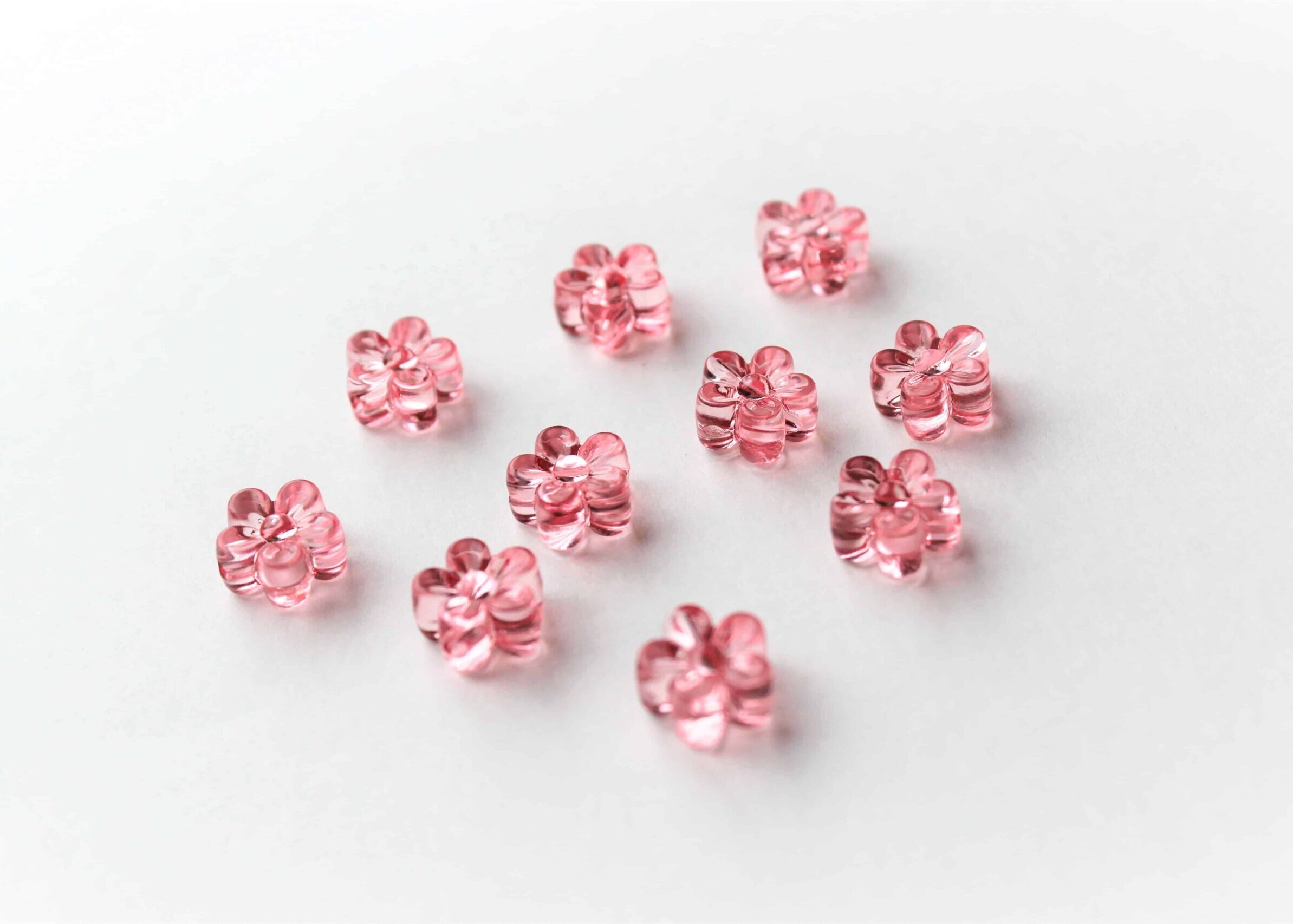 Akrylperler, blomster, lys rosa