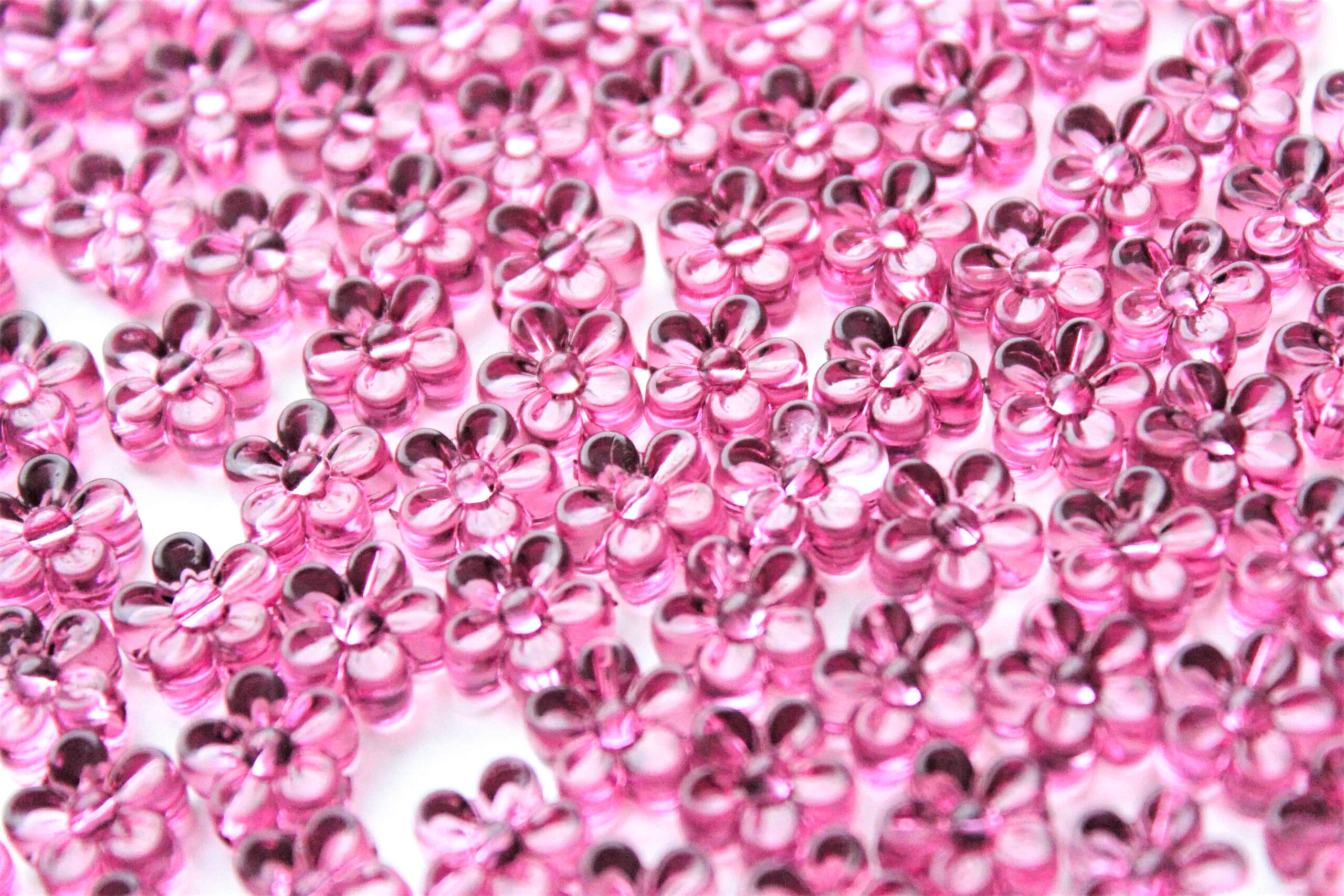 Akrylperler, blomster, mørk rosa. - Bilde 4
