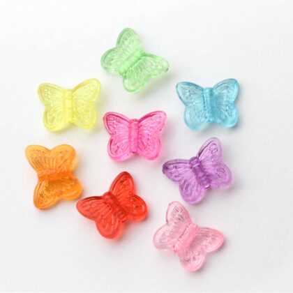 Akrylperler, sommerfugler, pastell farger