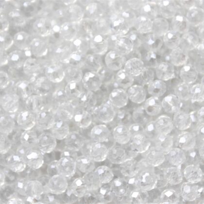 Fasettperler, 4mm, glass, blanke