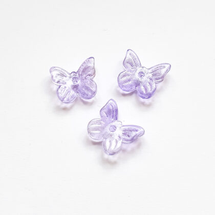 Glassperler, sommerfugler, lys lilla, 4pk
