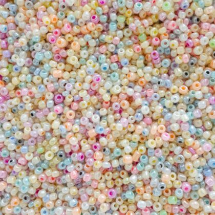 Seed beads, pastell farger, opak, 3mm