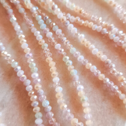 Fasettperler, glass, rosa/fersken mix, 2,5mm