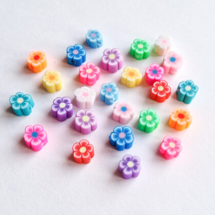 Polymer Clay perler, små blomster