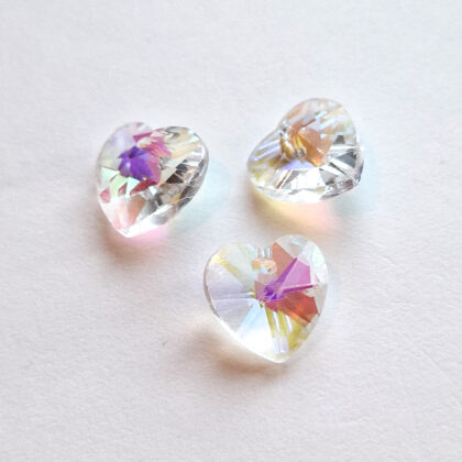 Glassperle, hjerte, blank ab, 15mm