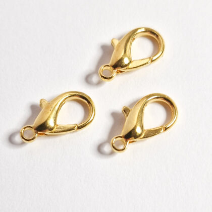 Låser, gullfarget, store, 15mm, 5pk