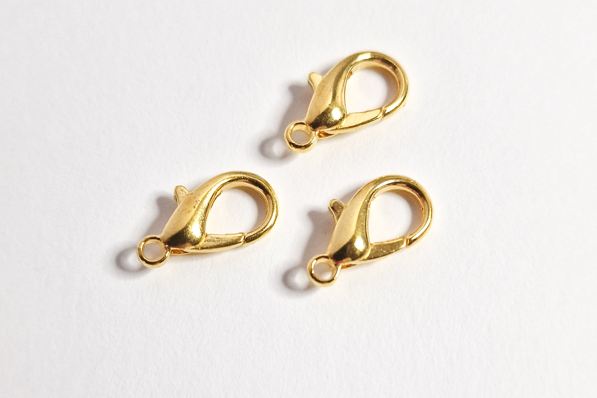 Låser, gullfarget, store, 15mm, 5pk