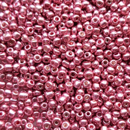 Seed beads, metallisk rosa, 3mm