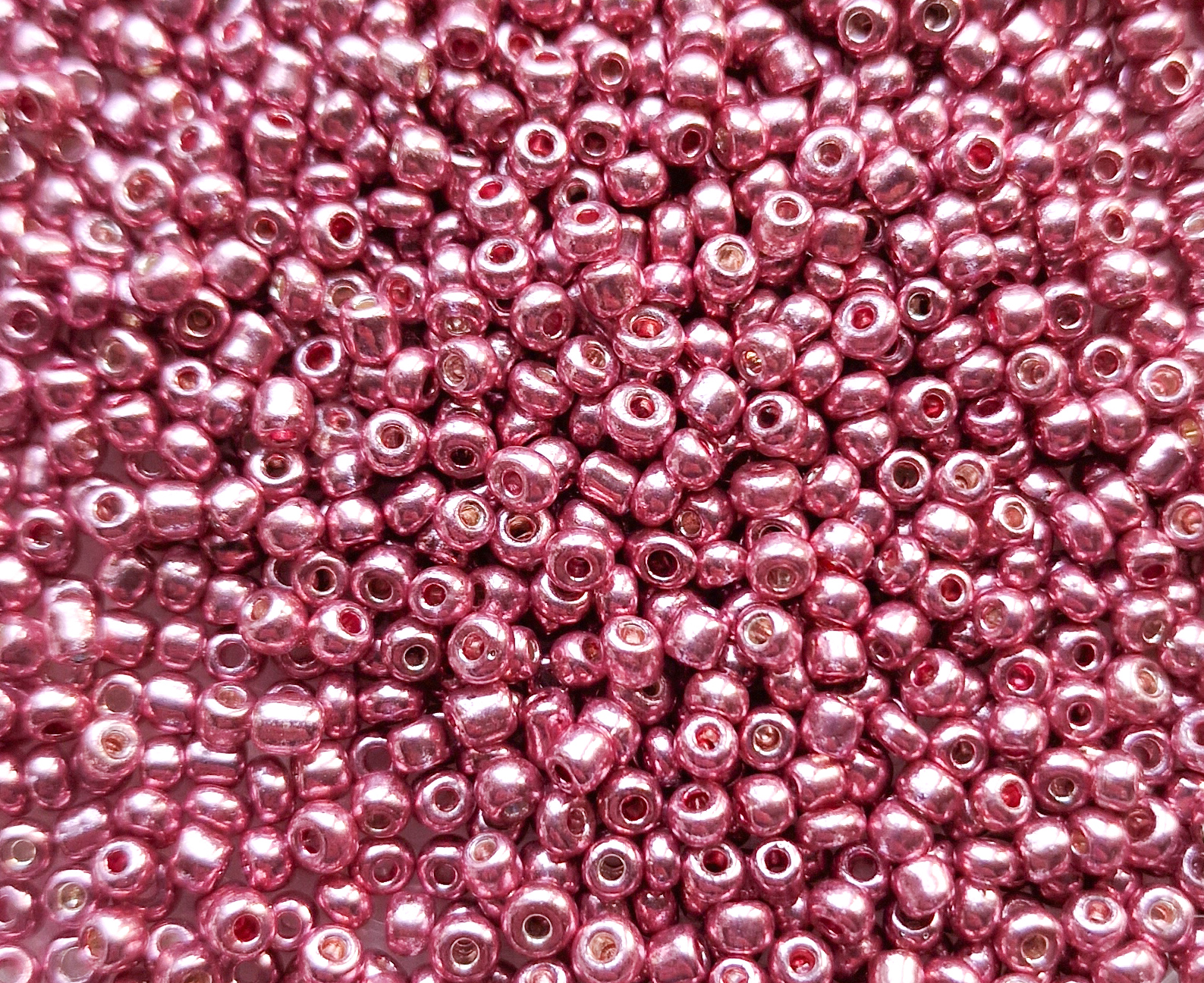 Seed beads, metallisk rosa, 3mm