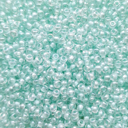 Seed beads, lys blå/mint, 3mm