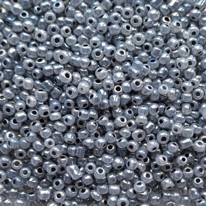 Seed beads, grå/svart, opak, 3mm