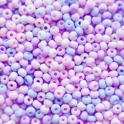 Seed beads, lilla, rosa mix, 3mm matt.