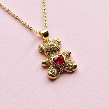 18k Gullforgylt smykke med bamse