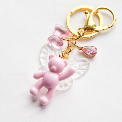 Nøkkelring, rosa bamse