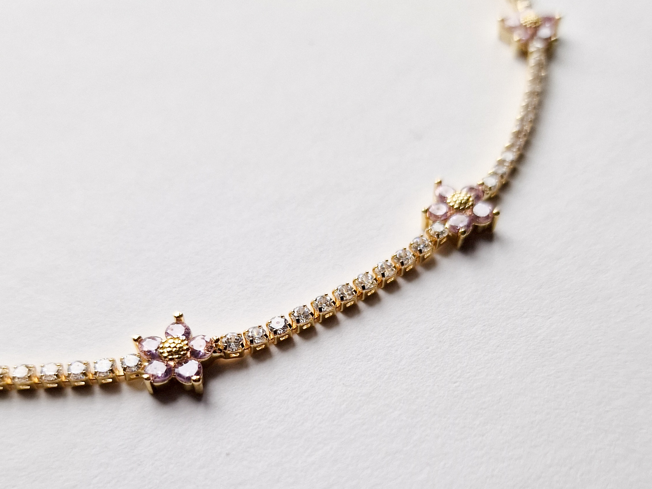 18k gullforgylt smykke med blomster i Cubic Zirconia - Bilde 3