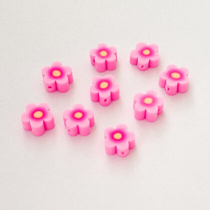 Polymer Clay perler, rosa blomster.