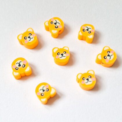 Polymer Clay perler, oransje bamser. 12 stk