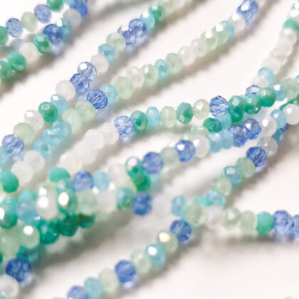 Fasettperler, glass, blå mix, 2,5mm