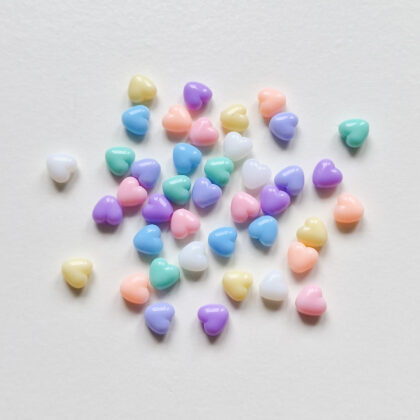 Små Akrylperler, hjerter, pastell