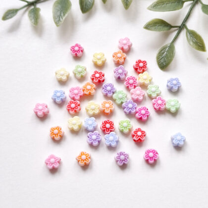 Små Akrylperler, blomster, pastell
