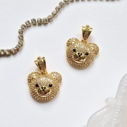 Anheng, gullfarget bamse med Cubic Zirconia
