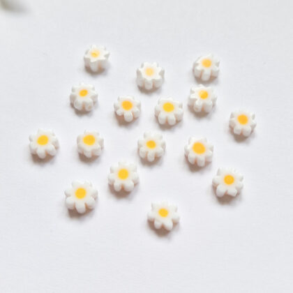 Glassperler, daisy, millefiori