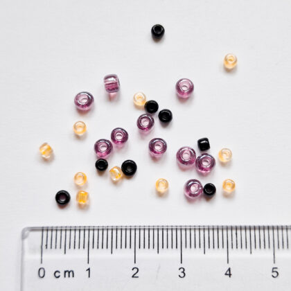 Seed beads mix, svart, oransje og lilla
