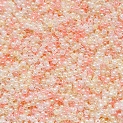 Seed beads mix, rosa og oransje