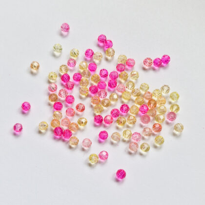 Fasettperler, rosa og gul mix