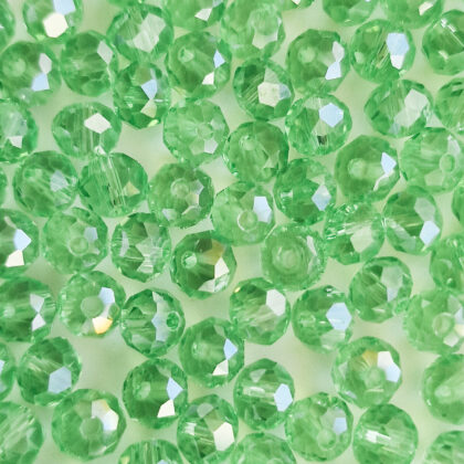 Fasettperler, 6mm, glass, lys grønn