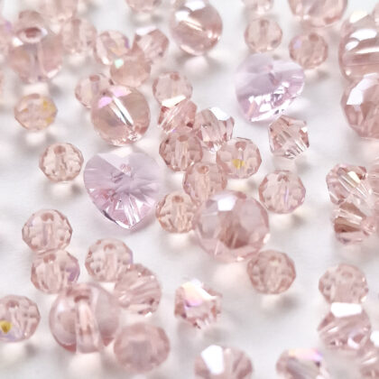 Fasettperle-mix, lys rosa