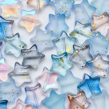Glassperler, blå stjernemiks 10pk