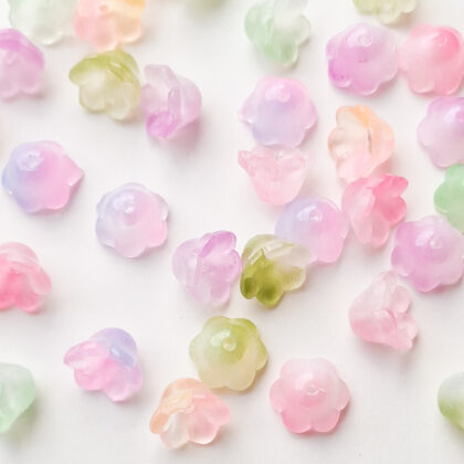 Glassperler, klokkeblomster, 12pk