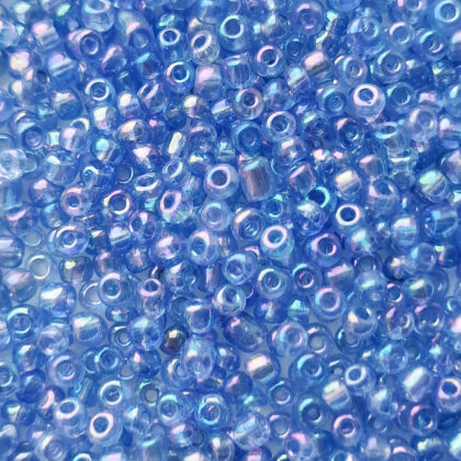 Seed beads, 4mm, blå ab