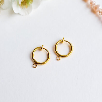 18k gullforgylte clip on øredobber med ring