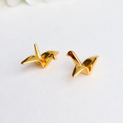 18k gullforgylt anheng/perle, origami svane
