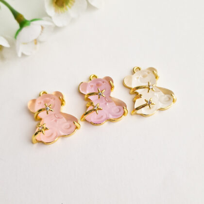 14k gullforgylt anheng, pastellfargede bamser