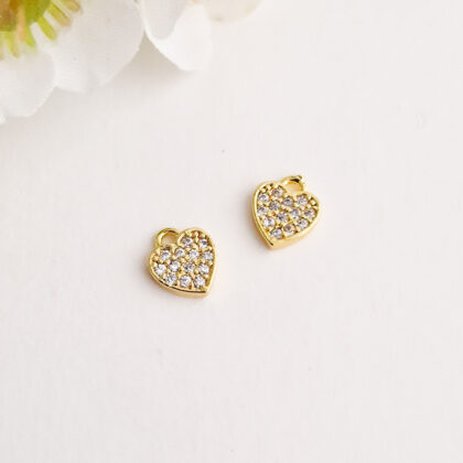 18k gullforgylt hjerte anheng, med Cubic Zirconia