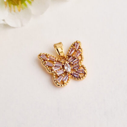 Anheng, sommerfugl, lilla med Cubic Zirconia