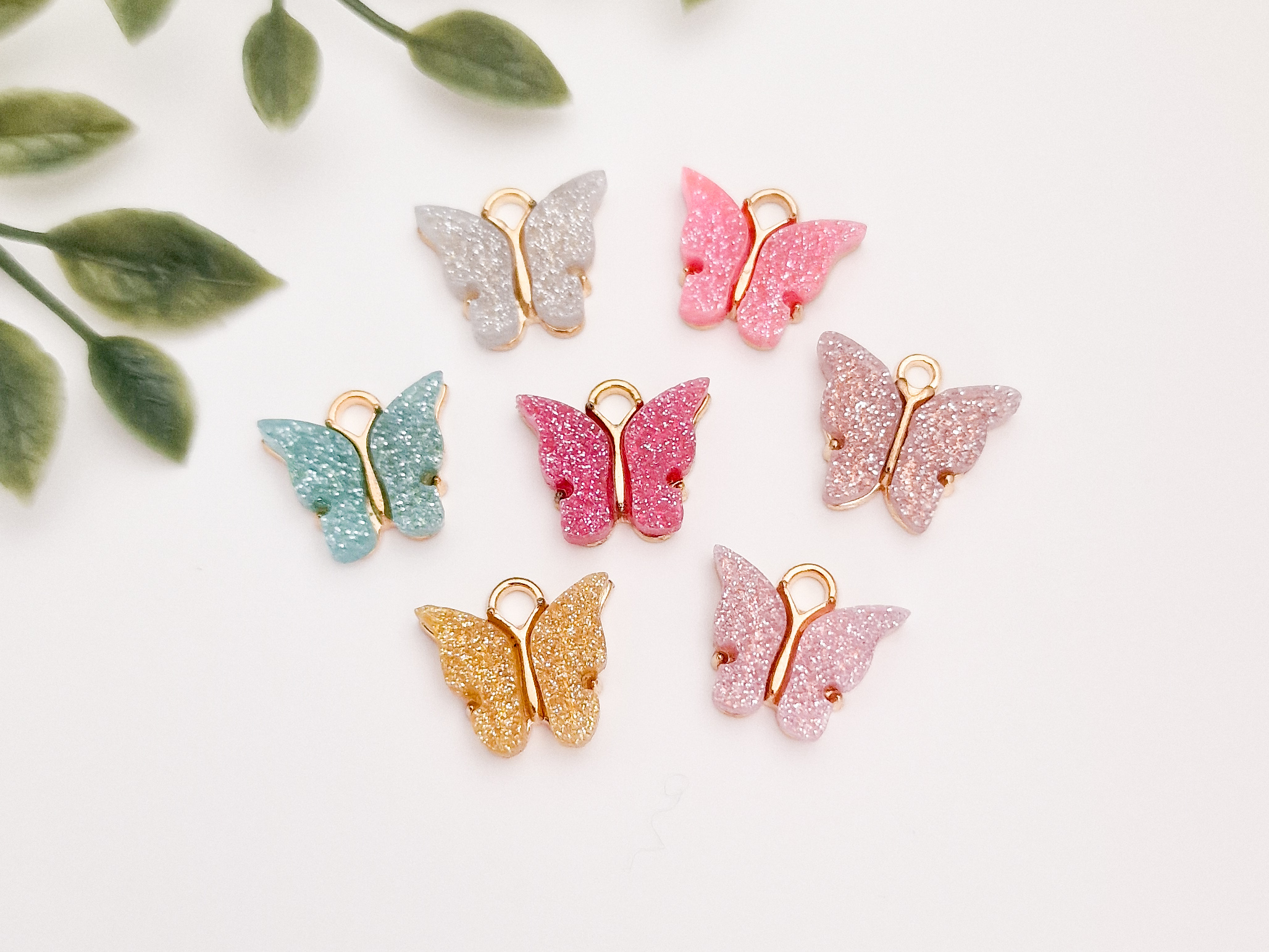 Anheng, sommerfugler med glitter. - Bilde 2