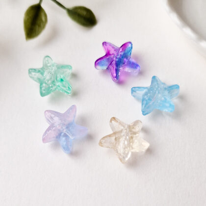 Glassperler, sjøstjerner, 5pk