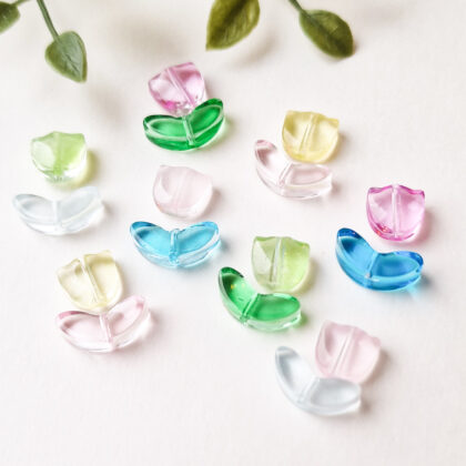 Glassperler, tulipaner, 4pk