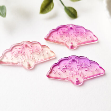 Glassperle, vifte, rosa/gul
