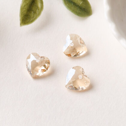 Anheng, glasshjerte, champagne farget, 8mm