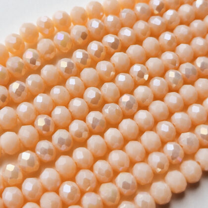 Fasettperler, 6mm, glass, beige
