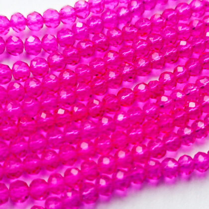 Fasettperler, 6mm, glass, rosa