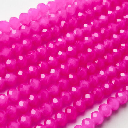 Fasettperler, glass, 6mm, rosa, opak