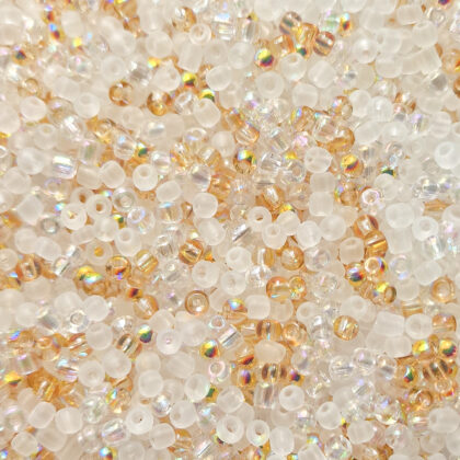 Seed beads, 4mm, blank, frostet og champagne-farget mix