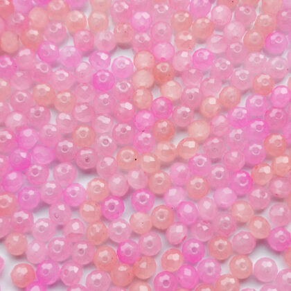 Fasettperler, glass, 6mm, rosa mix opak